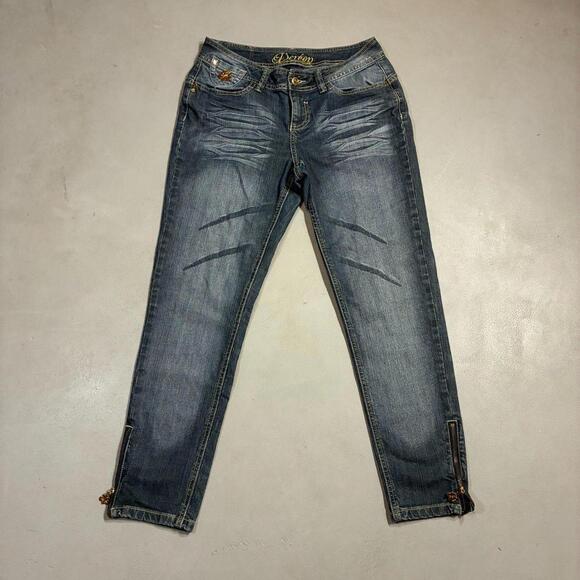 Denim - 2000's House of Deréon Embroidered Capri Whiskered Denim Jeans